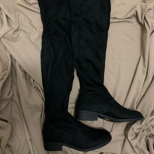 Venus Black Micro Suede Over the Knee Boots